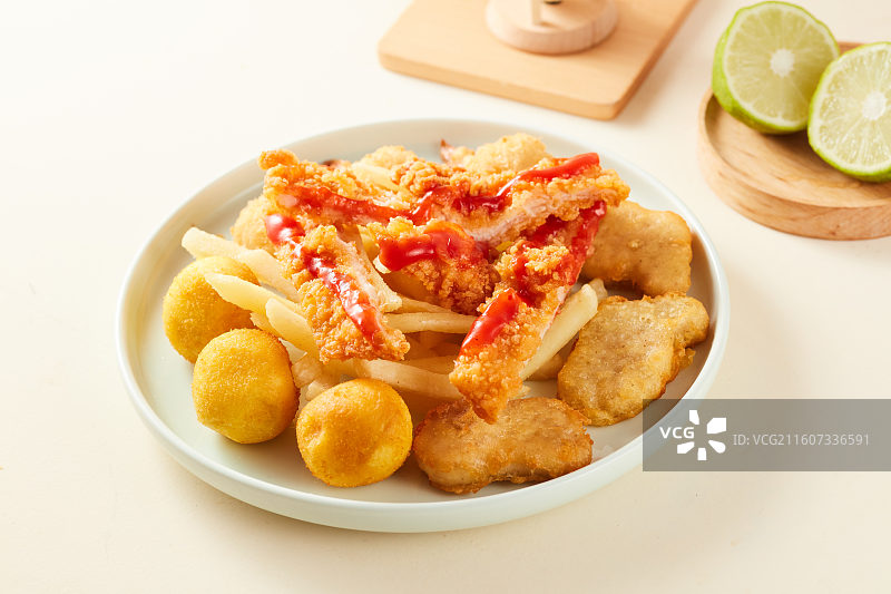 油炸小吃组合图片素材