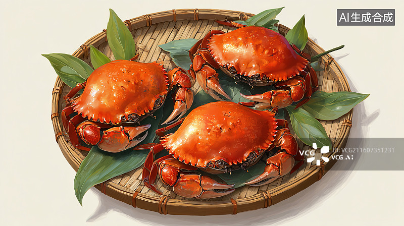 【AI数字艺术】手绘红色螃蟹图片素材