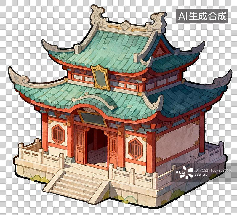 【AI数字艺术】古风中式城楼装饰文案背景素材图片素材