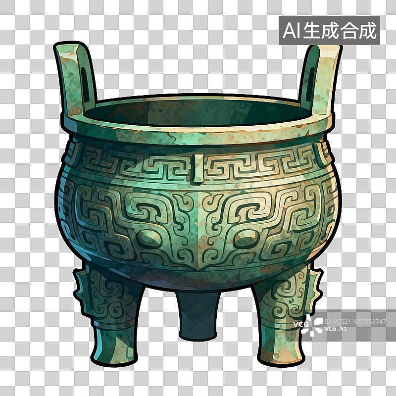 【AI数字艺术】古风青铜鼎中式装饰文案背景素材图片素材