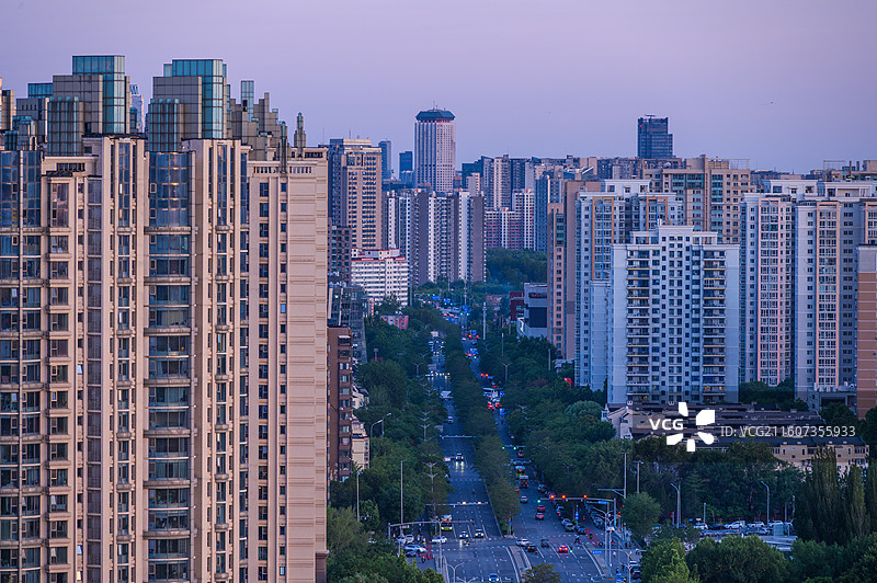 北京夏季朝阳区望京城市建筑傍晚住宅区图片素材
