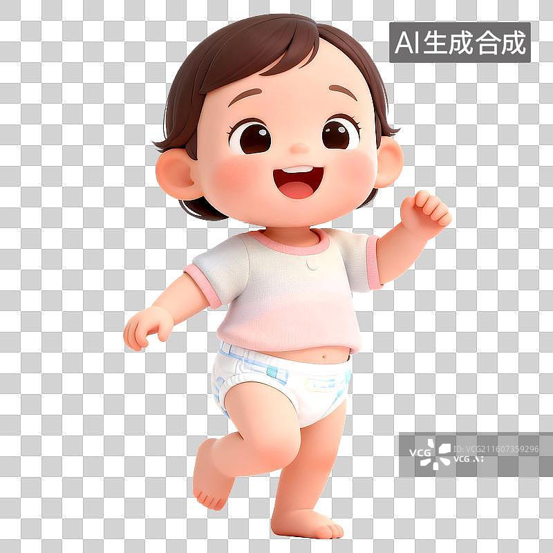 【AI数字艺术】3D立体三维C4D一个可爱的学步婴儿免抠元素设计元素图片素材