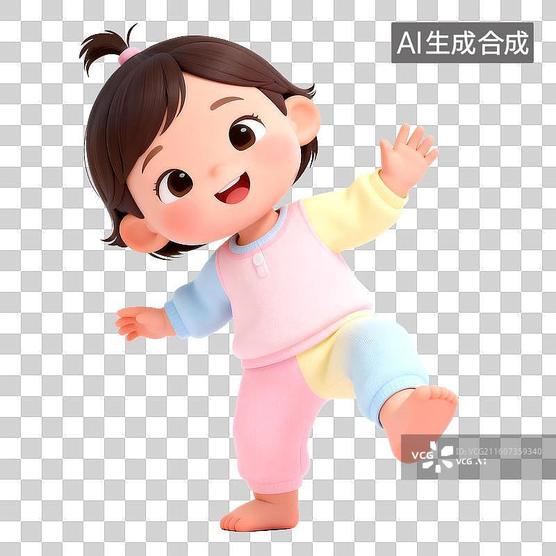 【AI数字艺术】3D立体三维C4D一个可爱的学步婴儿免抠元素设计元素图片素材