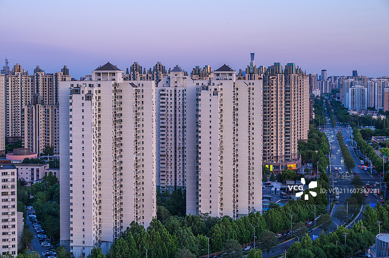 北京夏季朝阳区望京城市建筑傍晚住宅区图片素材