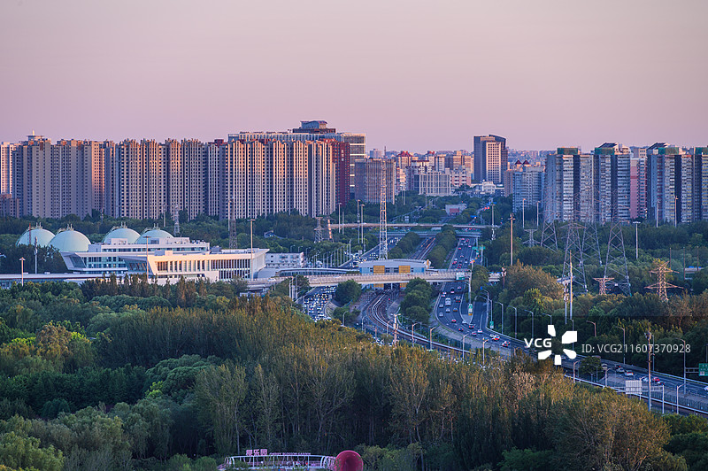 北京夏季朝阳区望京城市建筑傍晚住宅区图片素材