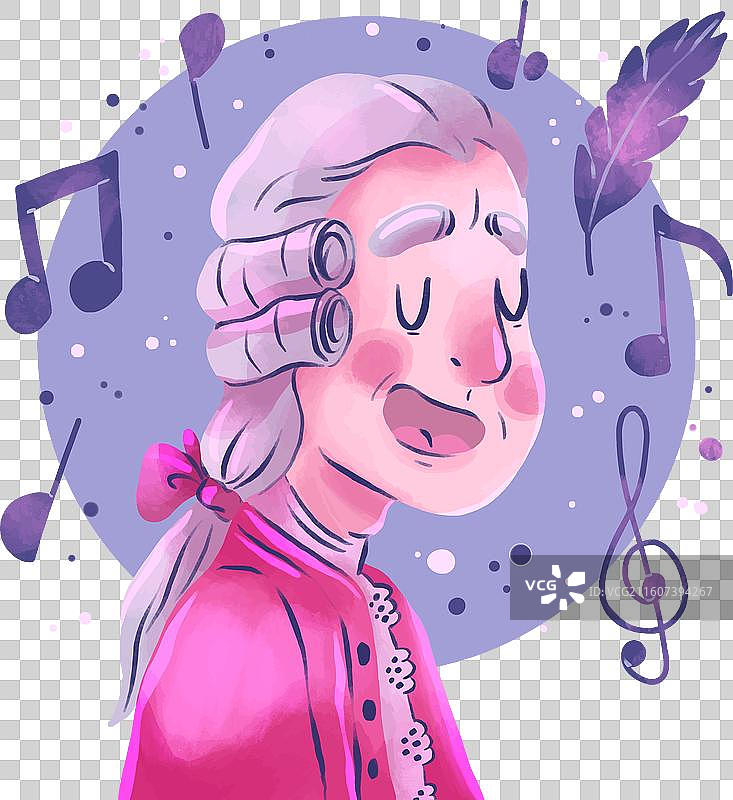 莫扎特水彩画图片素材