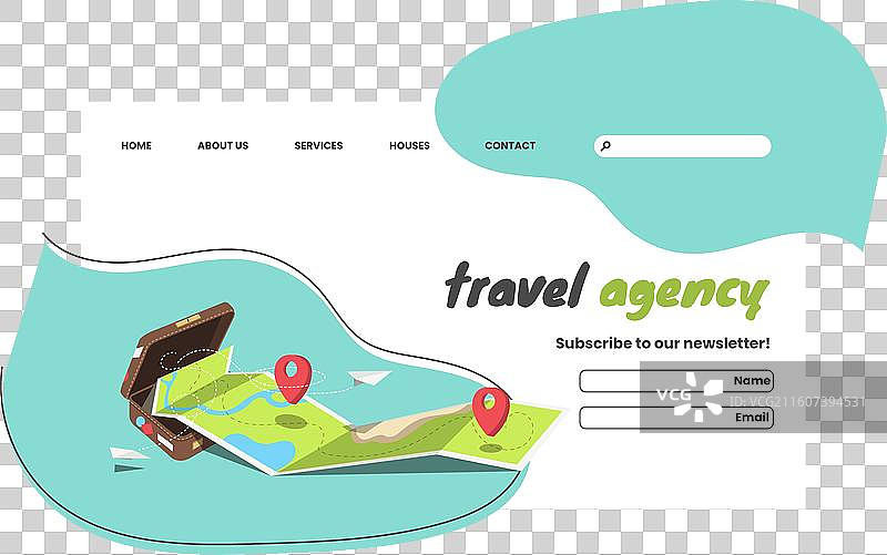 扁平化旅行着陆页模板图片素材