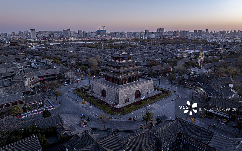 山东省聊城市东昌府区光岳楼航拍图片素材