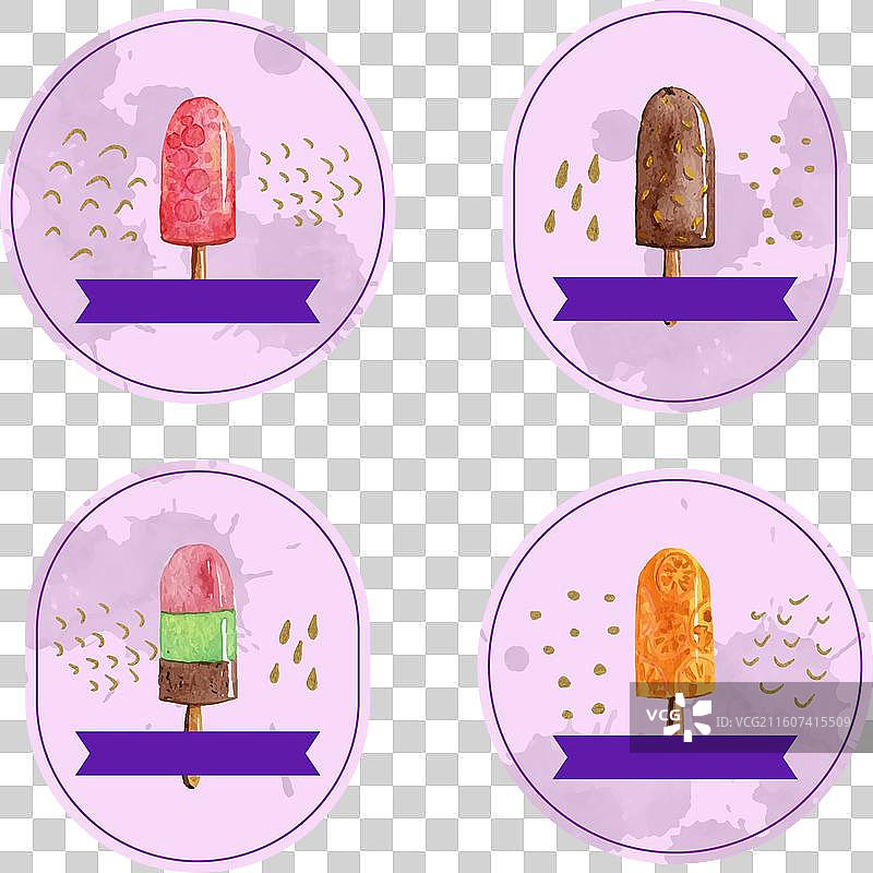 水彩风格食物标签图片素材
