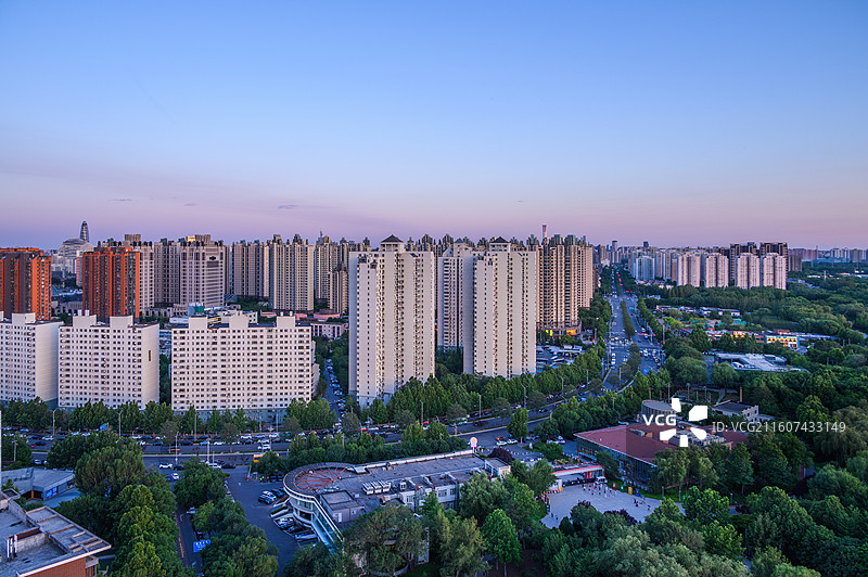 北京夏季朝阳区望京城市建筑傍晚住宅区图片素材