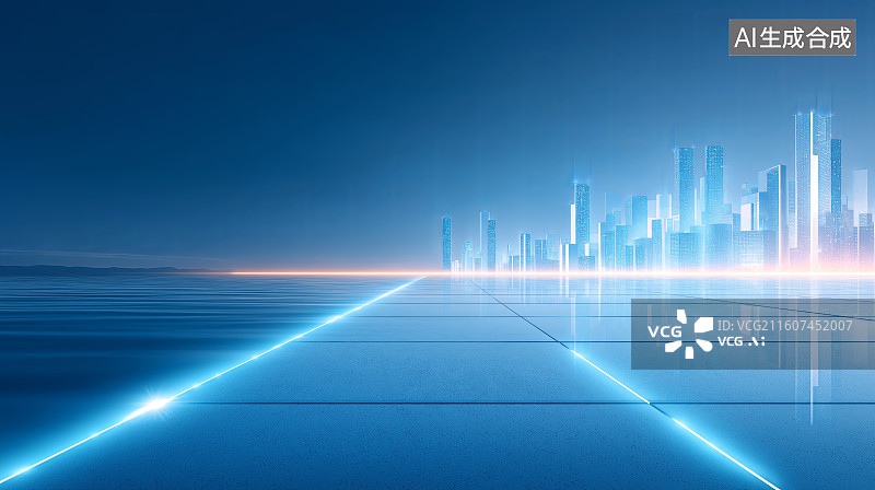 【AI数字艺术】汽车广告背景图——抽象现代极简城市建筑天际线图片素材