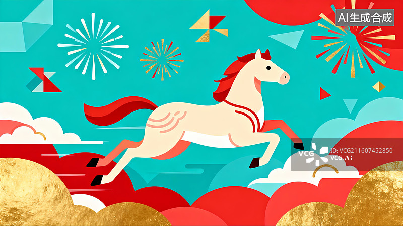 【AI数字艺术】新年背景，春节背景，马年，马，国潮中国风图片素材