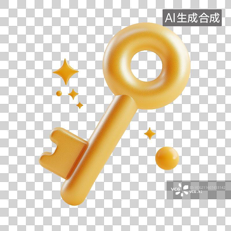 【AI数字艺术】卡通风格金钥匙图片素材