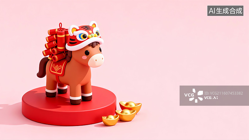 【AI数字艺术】新年背景，春节背景，马年，马，国潮中国风图片素材
