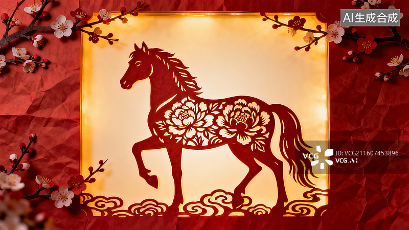 【AI数字艺术】新年背景，春节背景，马年，马，国潮中国风图片素材