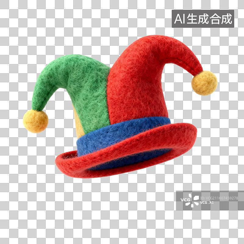 【AI数字艺术】多彩的三尖小丑帽图片素材