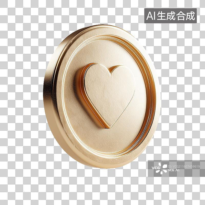 【AI数字艺术】可爱爱心金币图片素材