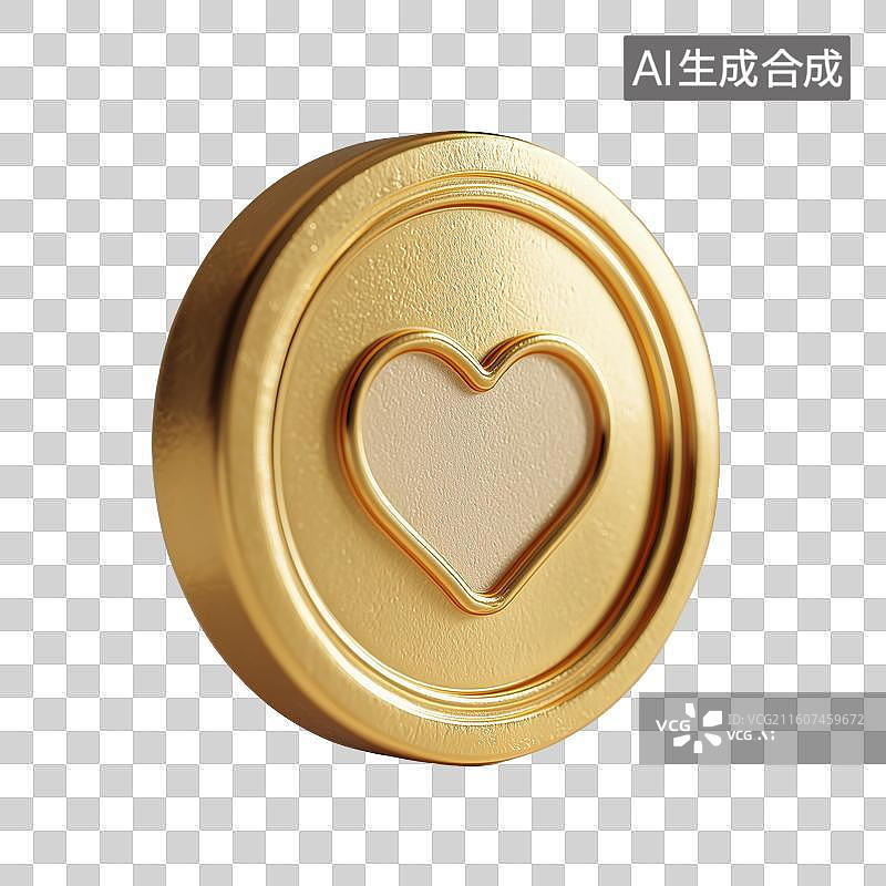 【AI数字艺术】可爱爱心金币图片素材