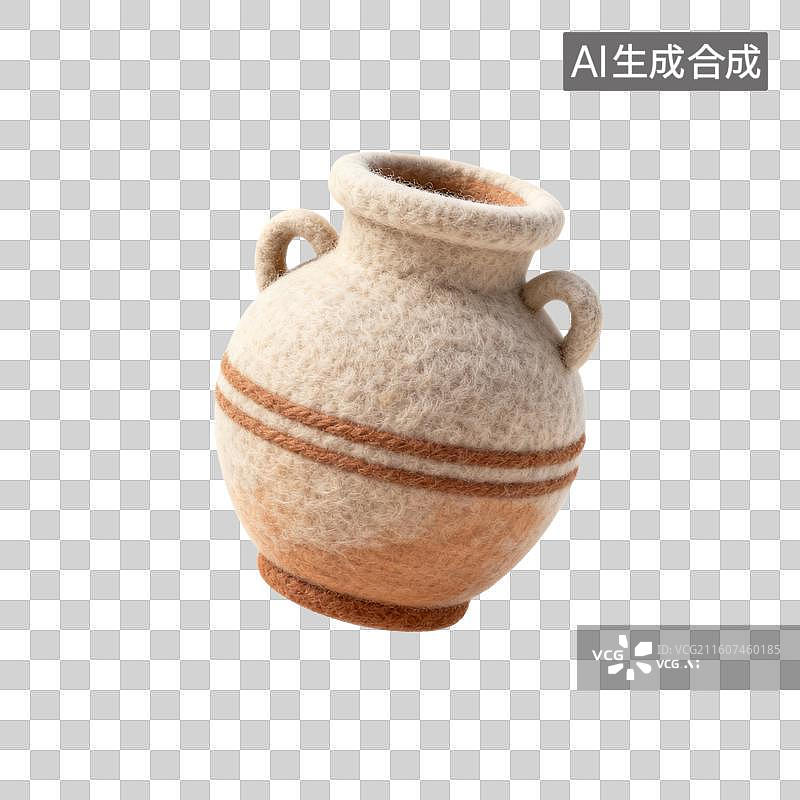 【AI数字艺术】手工毛毡陶罐图片素材