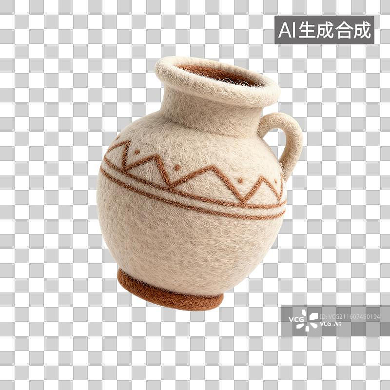 【AI数字艺术】手工毛毡陶罐图片素材