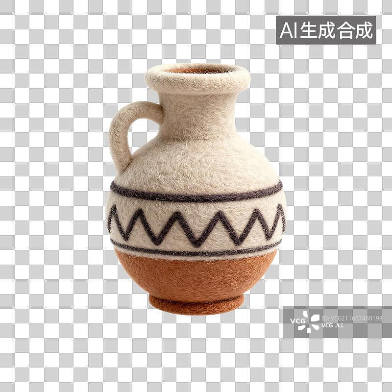 【AI数字艺术】手工毛毡陶罐图片素材