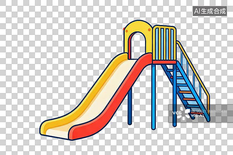 【AI数字艺术】卡通风格，游乐园设施，一个滑梯PNG格式的免扣元素图片素材