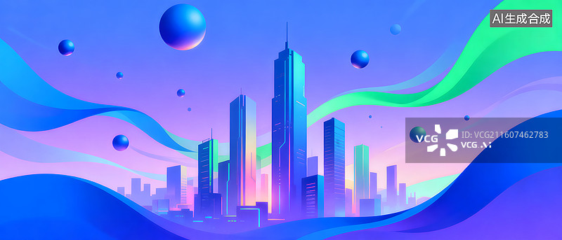 【AI数字艺术】未来都市霓虹光影流动画卷图片素材
