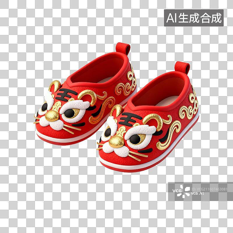 【AI数字艺术】红色传统虎头鞋图片素材