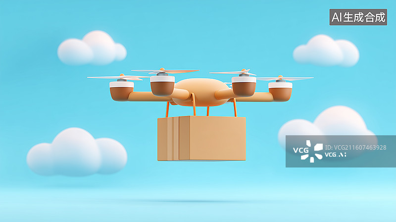 【AI数字艺术】3D无人机配送场景图片素材