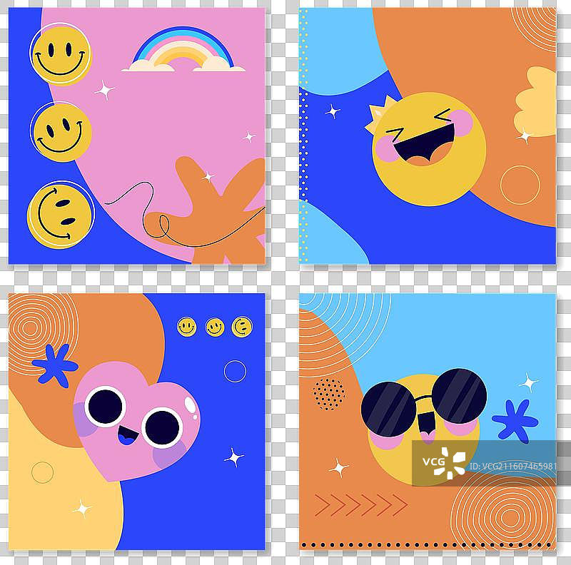 手绘扁平化世界微笑日Instagram帖子图片素材