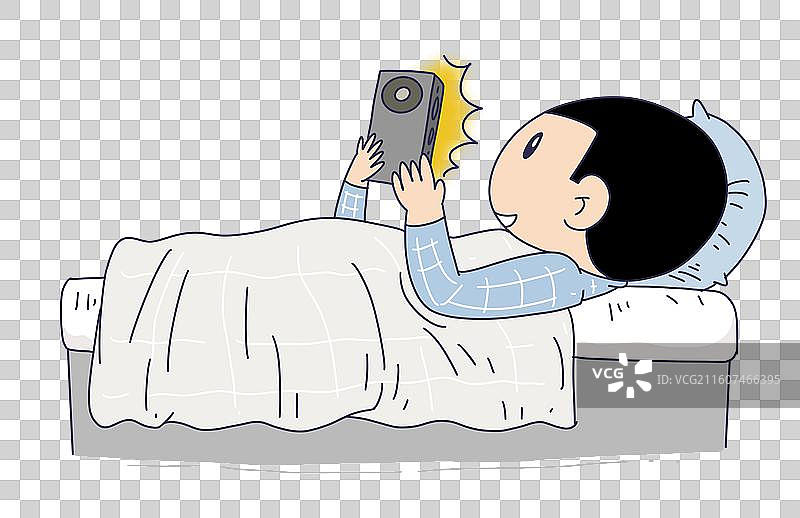 躺着床上玩手机的人物图片素材