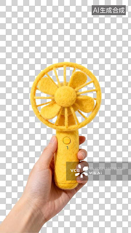 【AI数字艺术】一只手拿着毛毡风格的风扇  立体手持风扇图片素材