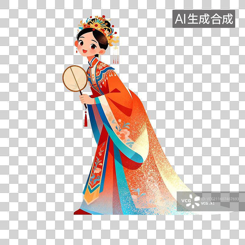 【AI数字艺术】中式新娘女生插画图片素材