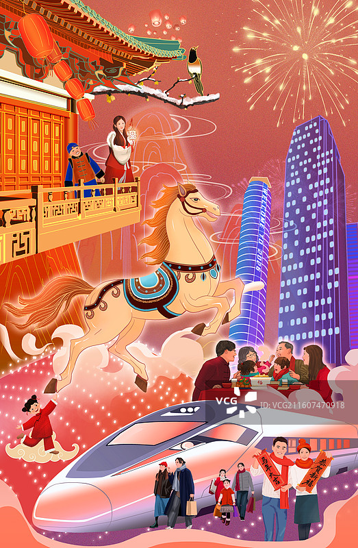 骏马跃新元竖版图片素材