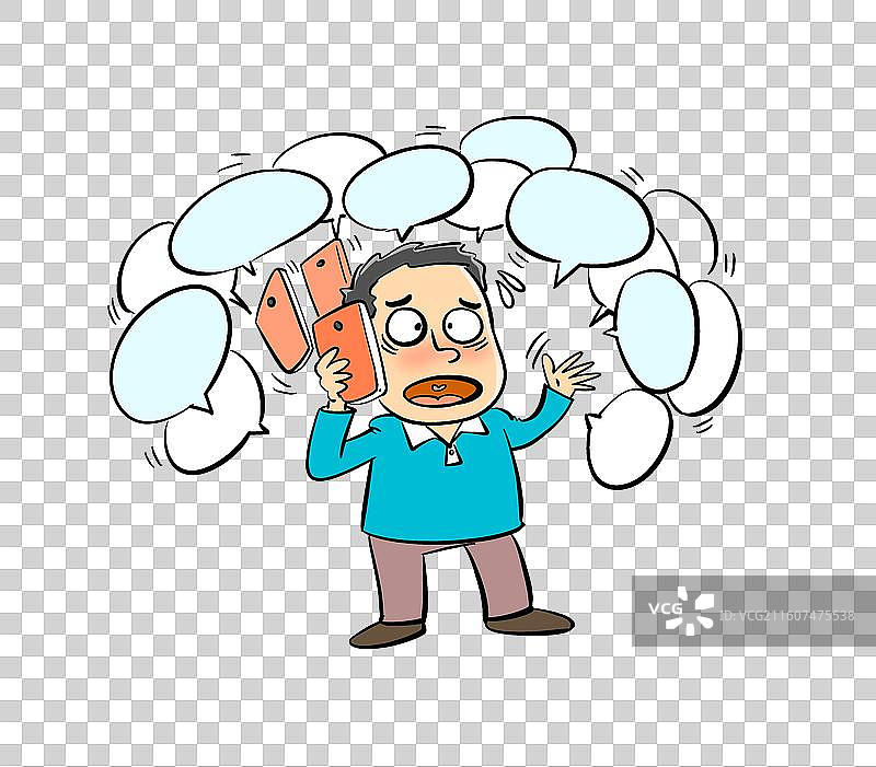 接电话被信息轰炸的人图片素材