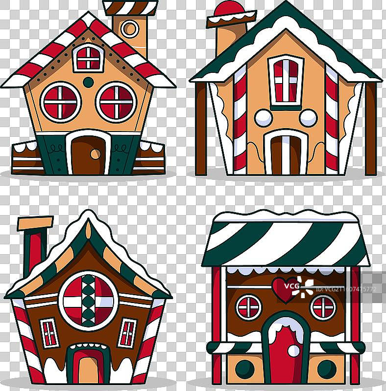 手绘姜饼屋合集图片素材