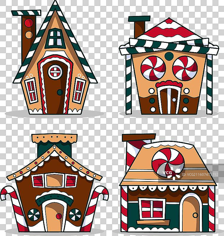 手绘姜饼屋合集图片素材