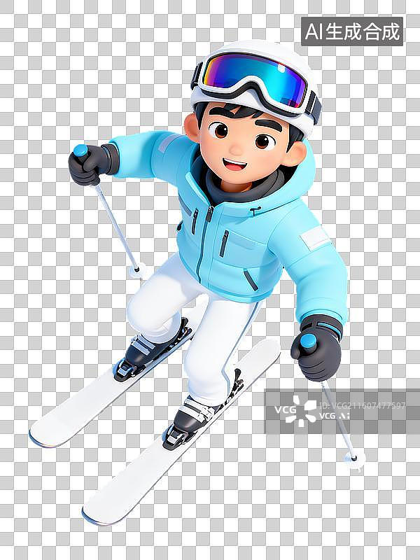 【AI数字艺术】滑雪的男人3D卡通免抠元素图片素材