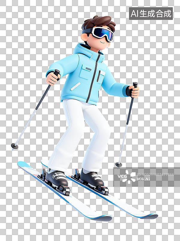 【AI数字艺术】滑雪的男人3D卡通免抠元素图片素材