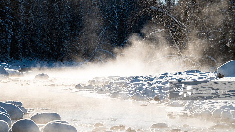 新疆阿勒泰禾木村的冬天雪景图片素材