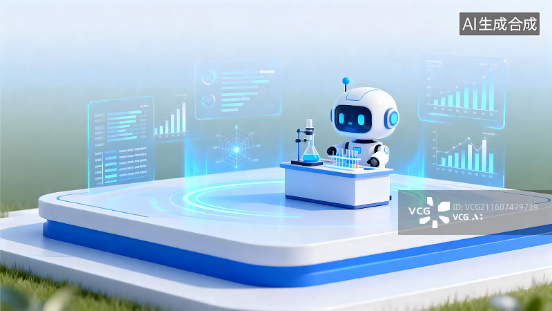 【AI数字艺术】人工智能机器人做实验分析图片素材