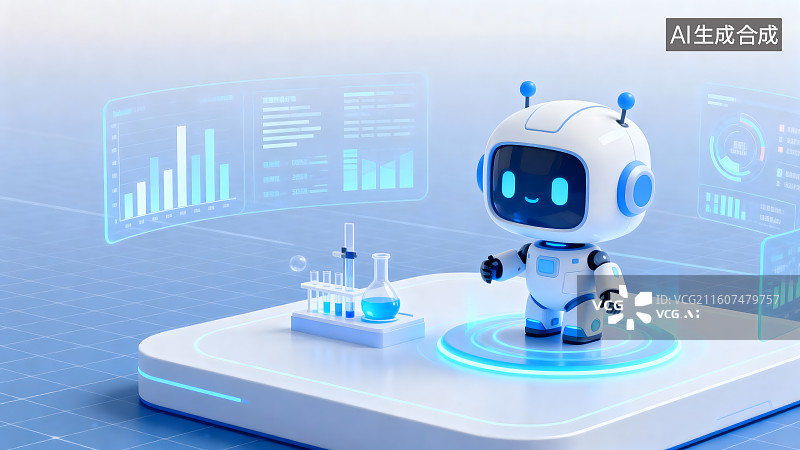 【AI数字艺术】人工智能机器人做实验分析图片素材