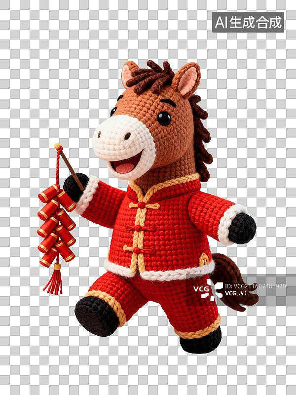 【AI数字艺术】3D卡通新年毛毡马图片素材