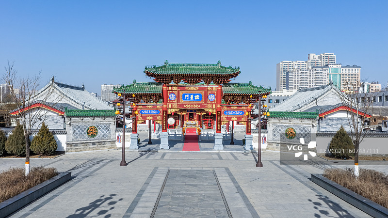 航拍陕西省榆林市神木古城櫺星门图片素材