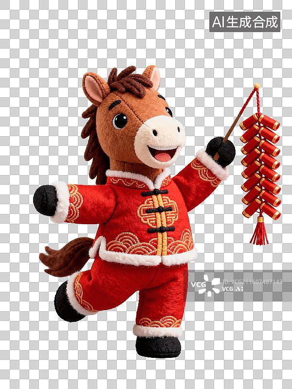 【AI数字艺术】3D卡通新年毛毡马图片素材