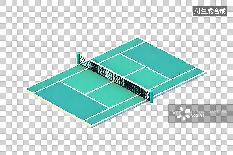 【AI数字艺术】卡通风格，一座网球场PNG格式的免扣元素图片素材