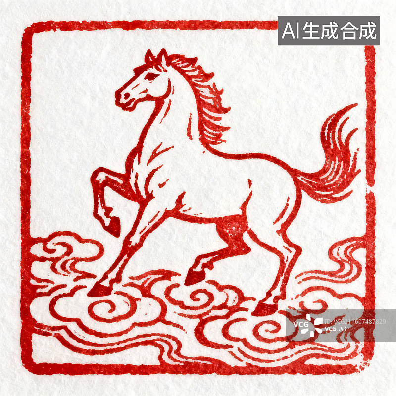 【AI数字艺术】祥马富贵装饰印章图图片素材
