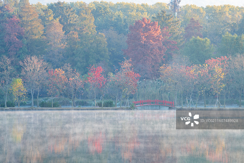 南京中山陵风景区前湖公园清晨风光图片素材