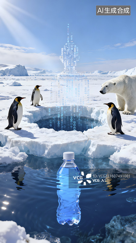 【AI数字艺术】3D企鹅抽象广告图片素材