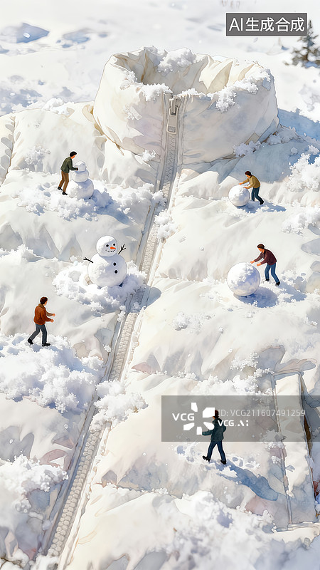 【AI数字艺术】超微距 羽绒服成为了雪地游乐场图片素材